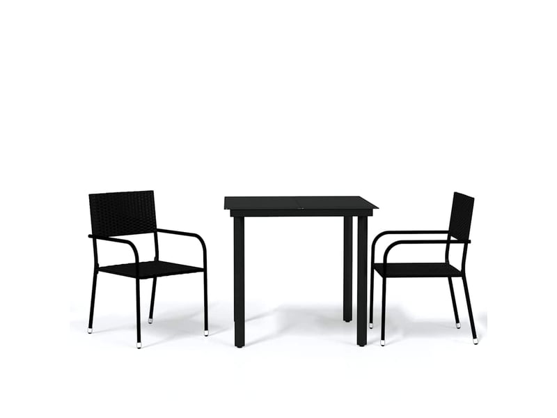 Ensemble à manger de jardin 3 pcs, salon de jardin, mobilier de salle à manger noir shl1475  - Conforama A