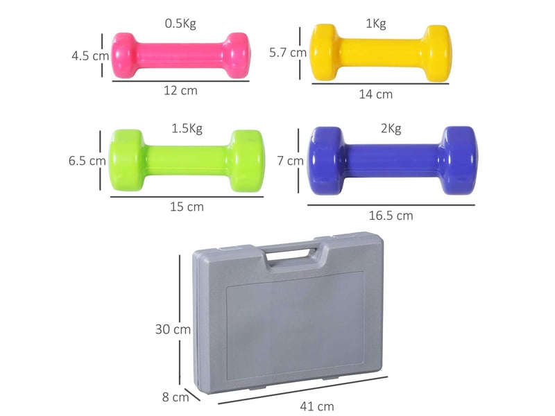  Coffret de 4 paires d'haltères 41x30x8 cm avec mallette métal gris  - Conforama C