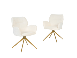 Chaises de salle à manger pivotantes lot de 2, fauteuil design avec pieds métal, tissu velours côtelé crème, moderne et confortable