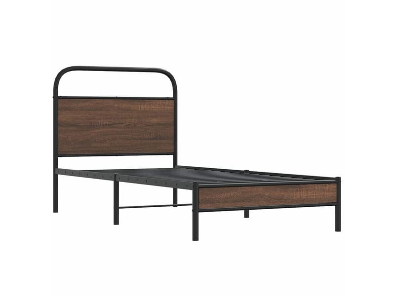  Lit simple- lit adulte -  cadre de lit sans matelas 100x200 cm chêne marron  - Conforama B