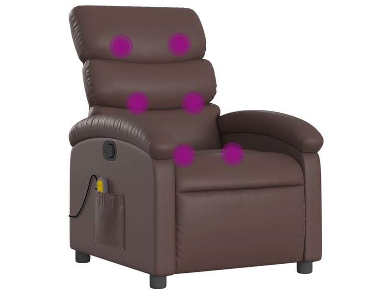  Fauteuil de relaxation tv fonction massage inclinable 6 points de massage en pvc marron dec027005  - Conforama B