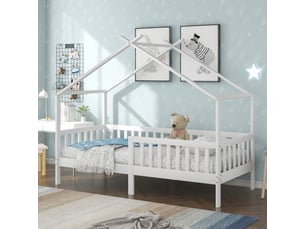 Lit cabane 90x200 cm <strong>STILVORA</strong>  <strong></strong> coloris blanc