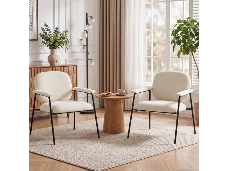  Lot de 2 fauteuils en chenille avec accoudoirs rembourrés homvra  - Conforama B