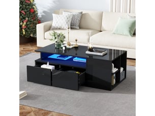 Table basse rectangulaire coloris noir <strong>MERAX</strong> <strong>table basse noir</strong> - 50 cmx100 cm