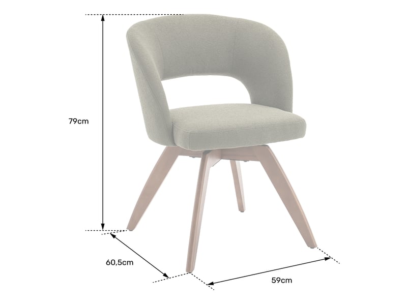  Lot de 2 chaises en bois foncé et tissu boucle beige holly  - Conforama E
