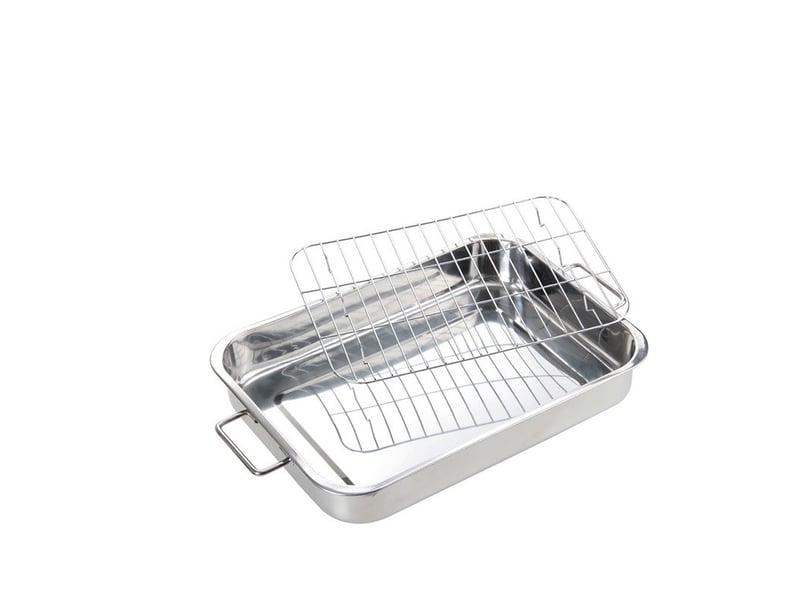  Rôtissoire en acier inoxydable avec poignées - plat à four avec poignées 39*28*6cm  - Conforama A