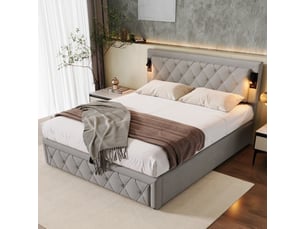 Lit coffre 160x200 cm    coloris gris