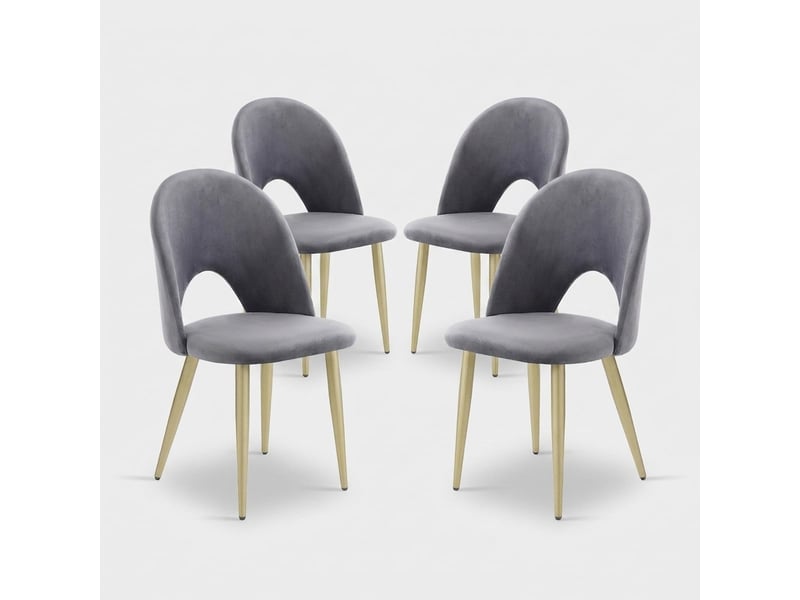 Lot de 4 chaises en velours rembourrées pour cuisine et salon bounty  - Conforama A
