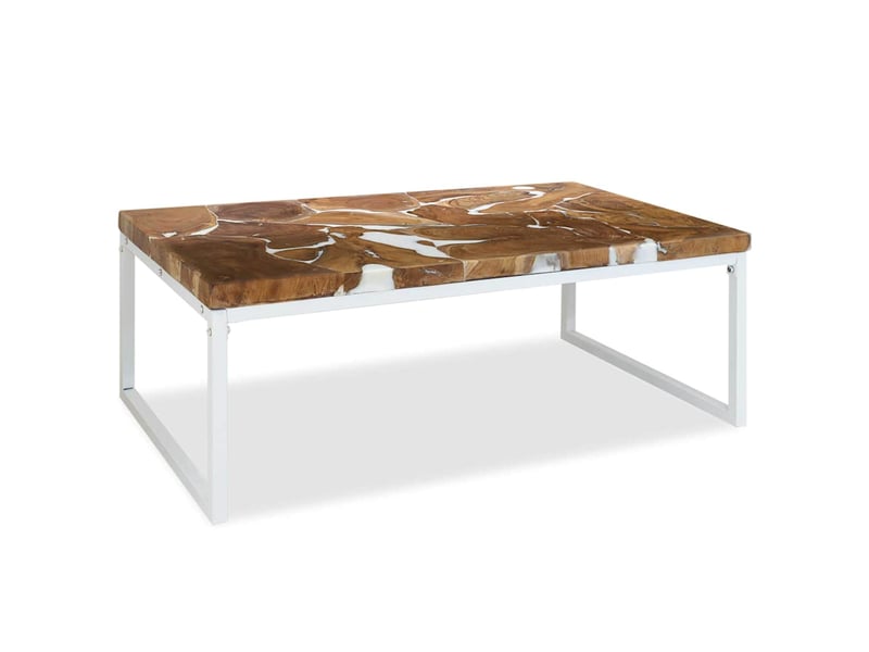  Table basse - table de salon - table à thé teck résine 110x60x40 cm  - Conforama B
