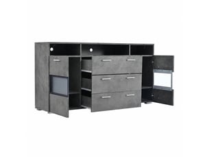 Buffet 2 porte(s) 3 tiroir(s) - 140 cm coloris gris