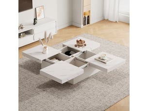 Table basse carré(e) coloris blanc <strong>KORFEE</strong> <strong></strong> - 90 cmx90 cm