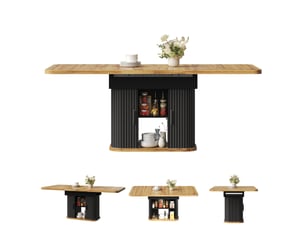 Table à manger extensible 119-159x80x76,5 cm, 2 portes coulissantes et de 6 compartiments, 4 à 6 personnes - noir