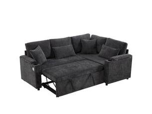 Canapé d'angle réversible convertible SAPGAKS 4 places Velours côtelé gris avec coffre de rangement