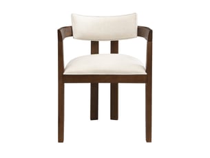 Lot de 6 chaises de salle à manger en bois massif et lin coloris noyer, avec accoudoirs, pour salle à manger ou café