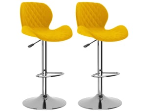 Lot de 2 tabouret de bar, chaise de bar jaune moutarde velours shl31287
