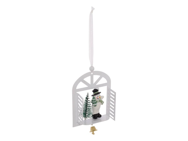  Suspension de sapin fenêtre avec père noël, bonhomme de neige et sapin en métal 14 cm  - Conforama E