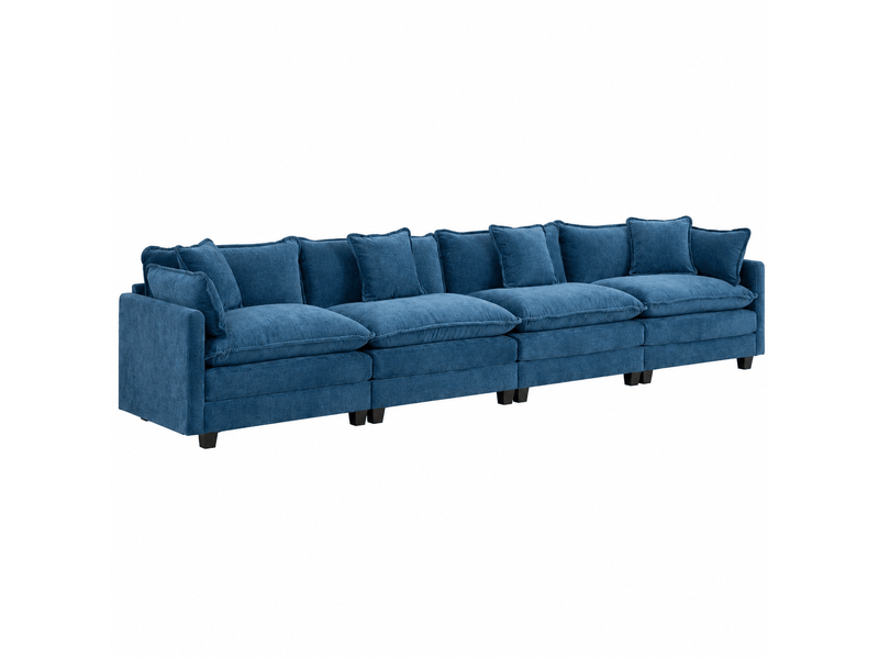  Canapé nuage 4 places moderne en chenille respirante coussins double couche bleu  - Conforama A