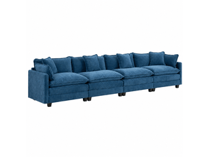 Canapé nuage 4 places moderne en chenille respirante coussins double couche bleu