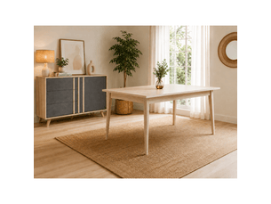 Salle à manger complète malmo avec table 6 places 160cm et buffet haut – chêne clair et gris
