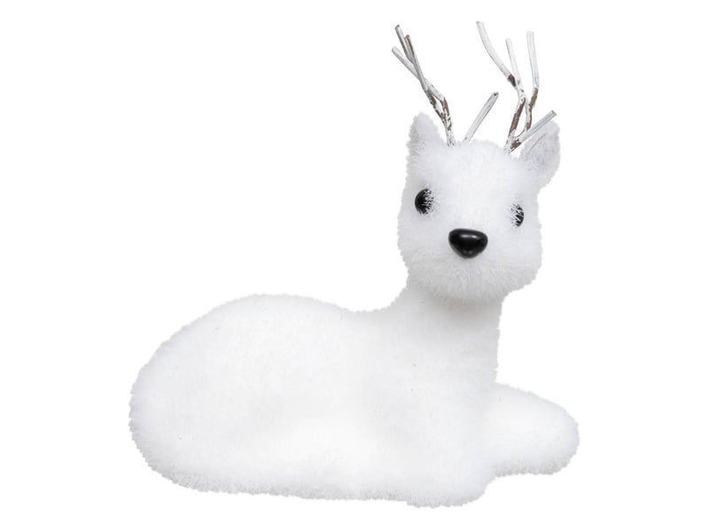  Sujet renne floqué polystyrène avec bois h.12cm  - Conforama D