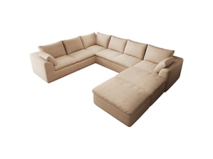 Canapé modulable en u cloud 8 places 245 x 310 cm, mousse compressée, tissu kaki
