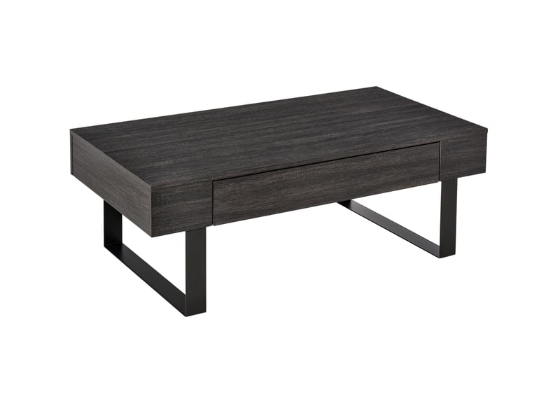 Table basse avec tiroir et rangements ouverts, structure en acier stable, moderne pour salon, gris foncé, 110 × 60 × 40 cm  - Conforama A
