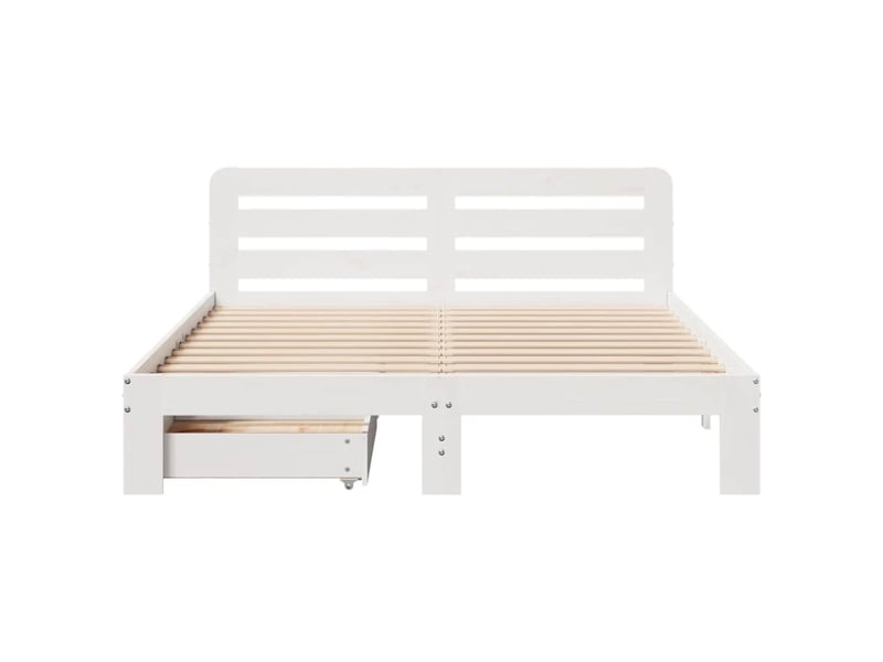  Lit double- lit adulte -  cadre de lit sans matelas blanc 140x200 cm bois de pin massif  - Conforama C