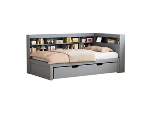 Lit gigogne 90x200 cm REDOM   coloris gris