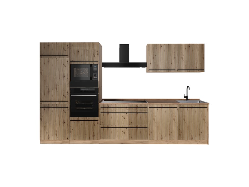  Vicco cuisine, chêne artisanchêne doré, 340cm plan de travail chêne doré  - Conforama A