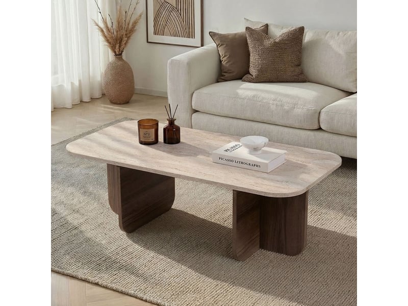 Table basse de salon moderne effet marbre akira - Conforama B