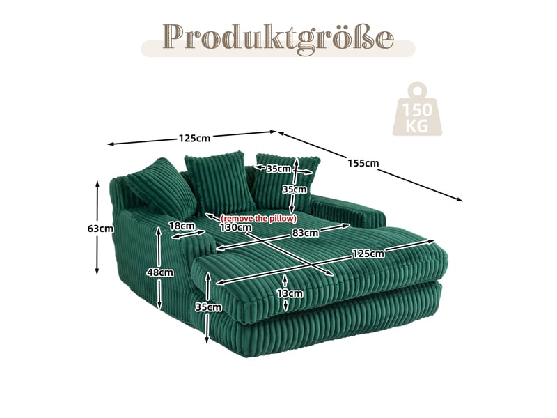 Canapé convertible, canapé-lit — coussins inclus, 1 place, style cloud, en velours tricoté  - Conforama W