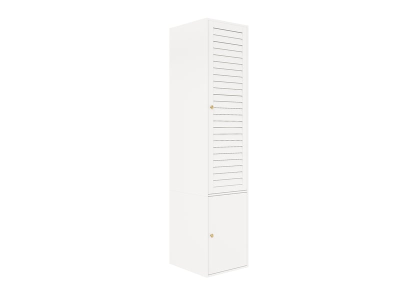 Armoire haute 2 portes avec penderie et 3 niches 45x50x200 cm blanche  - Conforama E