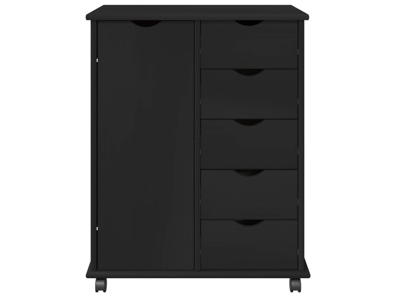 Caisson roulant de bureau, meuble de rangement 63,5 x 39 x 79 cm bois de pin massif noir - Conforama E