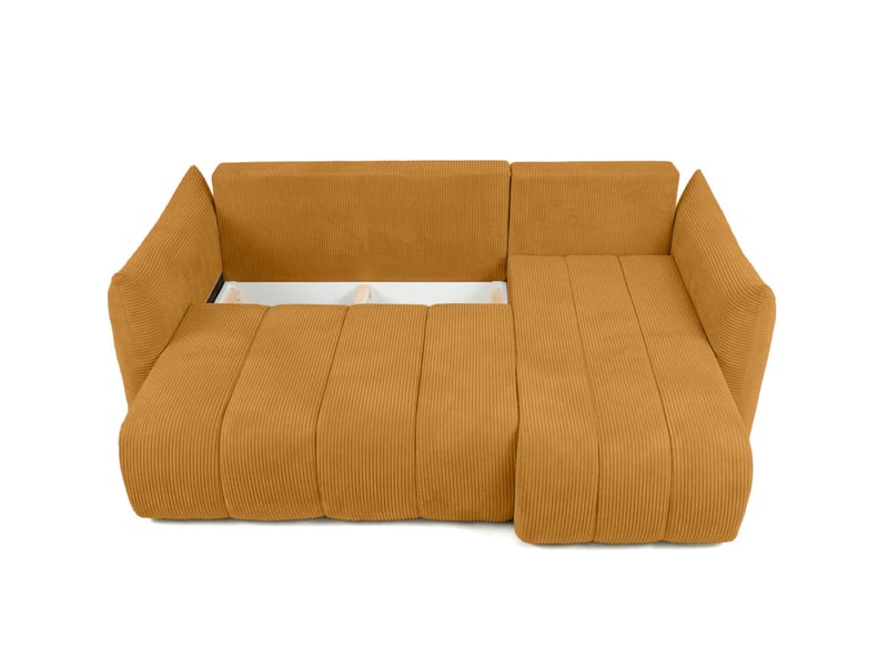  Canapé d'angle lysia mini réversible et convertible en velours côtelé - jaune LYSIA - Conforama C