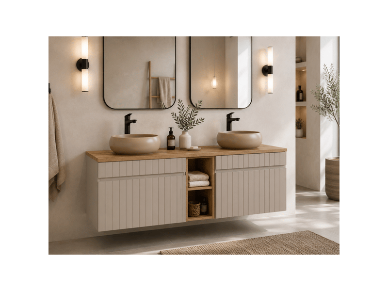  Plan pour vasque icon 140cm effet chêne coast evoke oak 140x46cm  - Conforama B