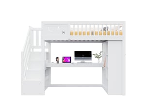 Lit mezzanine 90x200 cm <strong></strong> <strong></strong> coloris blanc