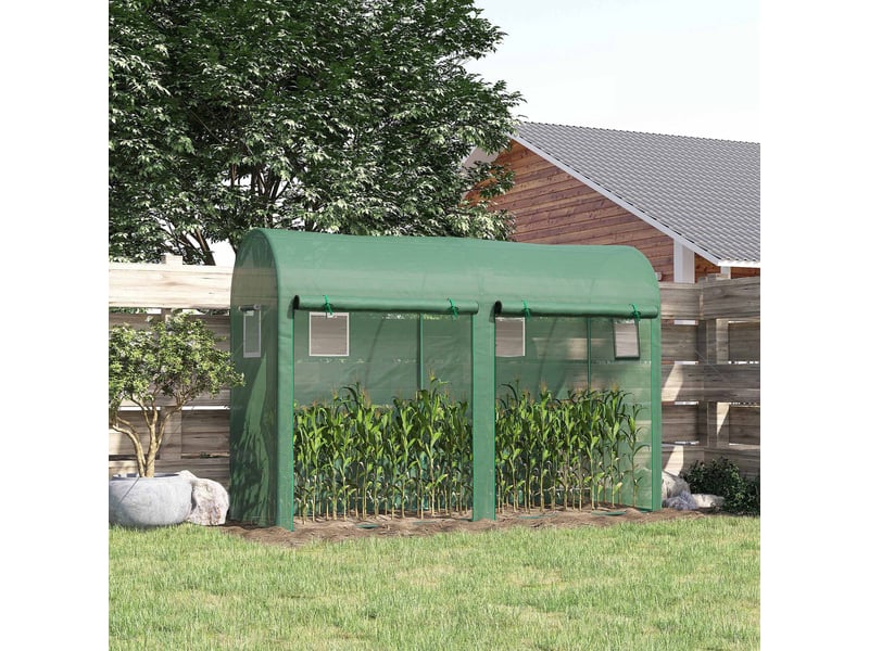  Serre tunnel jardin planteslégumes, balcon, 2 portes sectionnelles4 fenêtres, peacier, 3x1x2 m.  - Conforama C