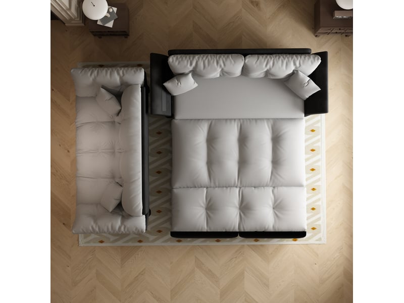  Canapé convertible ulevr 3-en-1 2 places en velours gris clair, lit gigogne 154 x 203 cm, 2 coussins inclus  - Conforama E