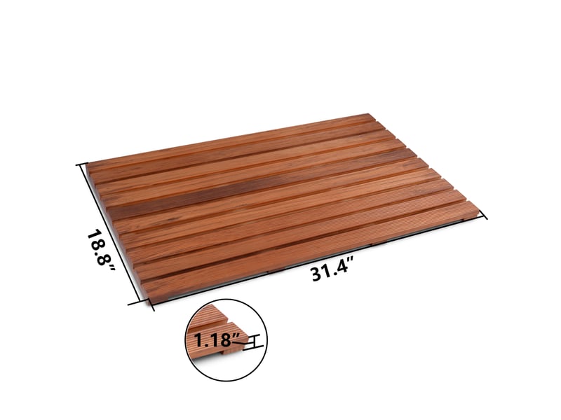  Tapis de bain en bois de teck, 80 x 48 cm, enroulable, avec pieds en caoutchouc antidérapants pour baignoire, sauna et spa.  - Conforama E