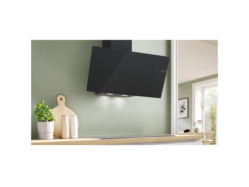  Bosch - bosch. Hotte décorative. 80 cm. Ser4. Noir. 3 niveaux. Evacuationrecyclage. Evac. Air mode normal max mode intensif : 560 m3h. 63 db. Touch select. Led 2x2.5w. Classe énergie b  dwk85df61 - DWK85DF61 - Conforama C