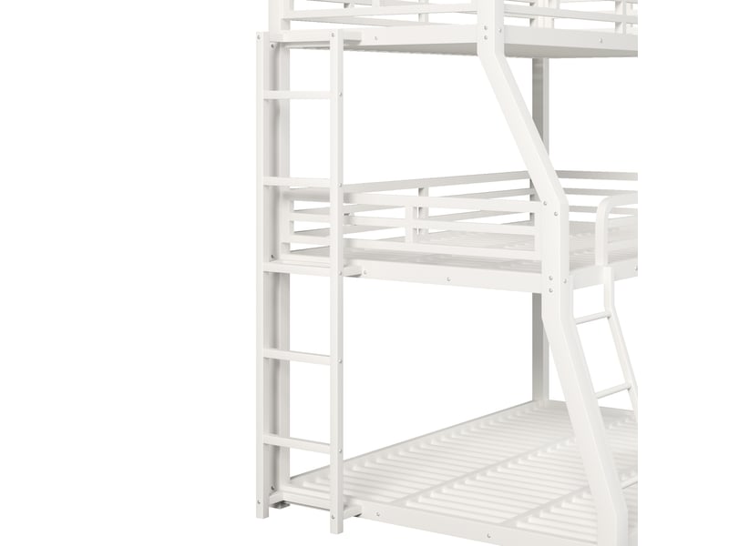  Lit superposé 3 places 90x200120x200140x200 cm, structure métallique, échelle réversible, sans matelas, blanc  - Conforama D