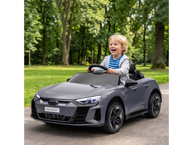  Voiture électrique pour enfants avec télécommande, ceinture de sécurité, klaxon, musique, phares, vitesse maximale de 5 kmh, 3-5 ans, grise  - Conforama D