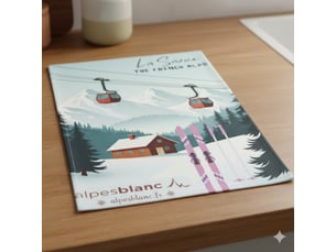 Torchon de cuisine station savoie 50x70 cm - 100 % coton - design affiche rétro - lavable en machine
