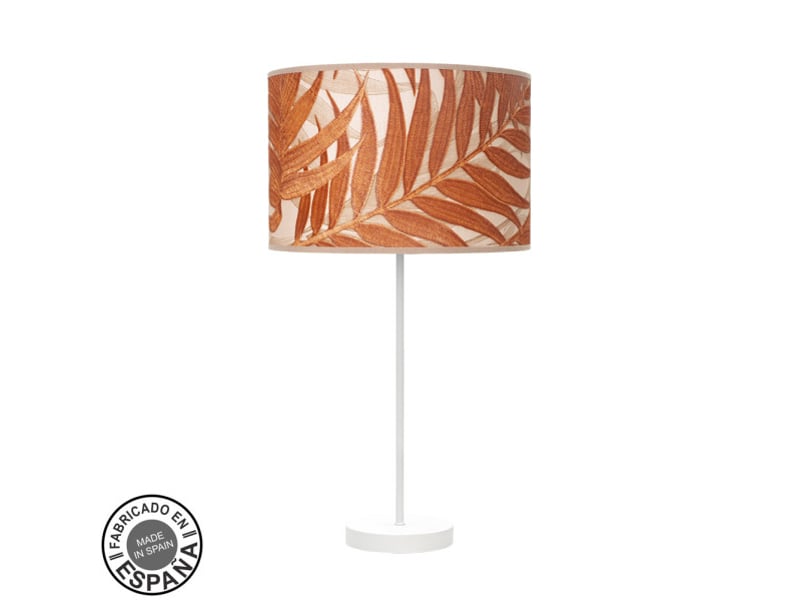  Fabrilamp moda grande lampe à poser blanc terre cuite, abat-jour textile motif feuillage terre cuite, 1 x e27, 63 cm 212471021 - Conforama A