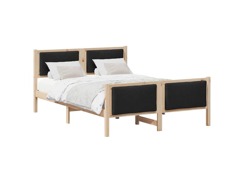  Lit double- lit adulte -  cadre de lit avec tête de lit noir 150 x 200 cm tissu  - Conforama B