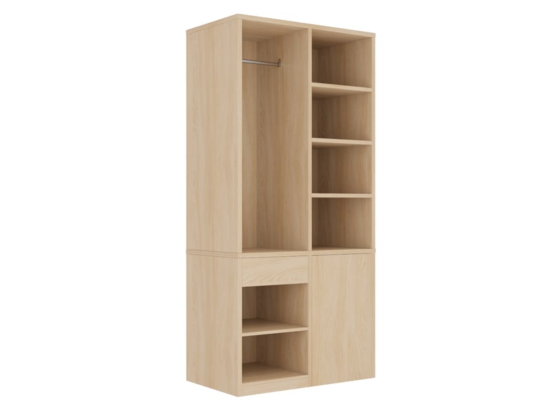 Armoire,70x50x170 cm,avec penderie, étagères et tiroirs,mdf,effet bois - Conforama E