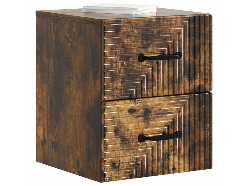  Table de chevet - cabinet de chevet - table de nuit mural chêne fumé 34,5 x 33 x 40 cm  - Conforama B