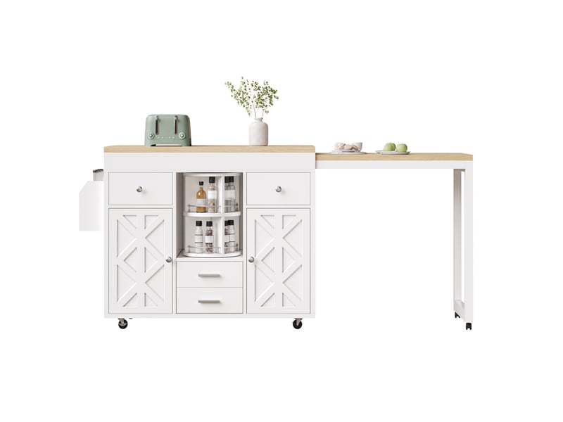  Desserte de cuisine extensible 110x40x91 cm mdf blanche  - Conforama B