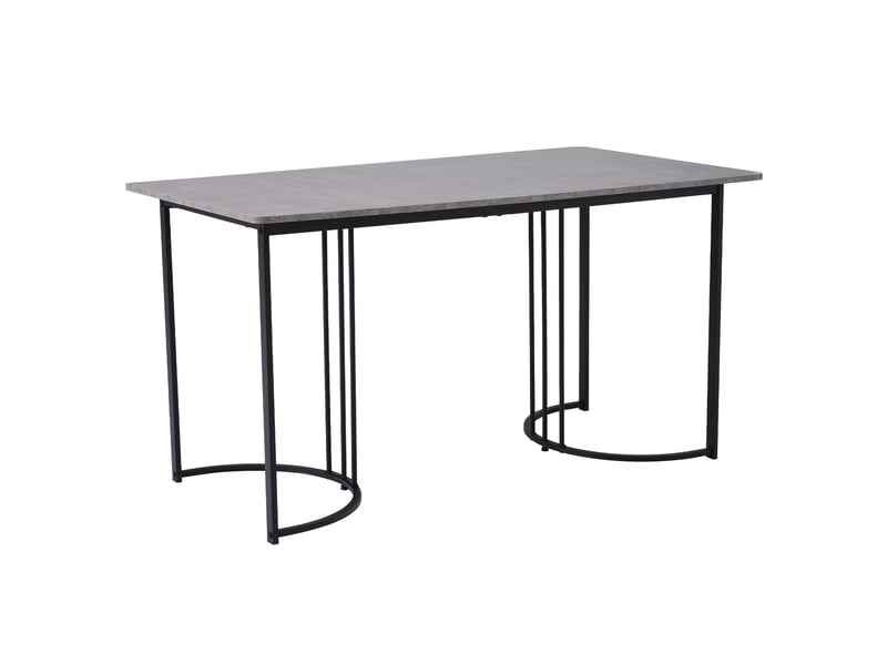  Table à manger rectangulaire moderne effet marbre gris 140x80 cm, pieds métal réglables  - Conforama E