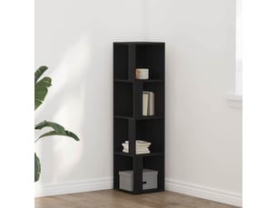 Étagères d'angle 33 x 33 x 132 cm bois d'ingénierie chêne noir
